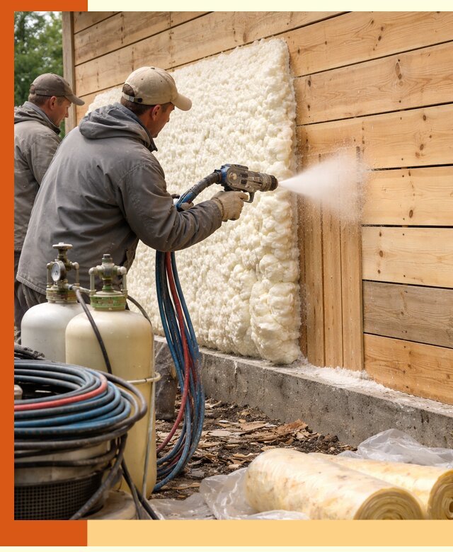 Утепление деревянного дома пенополиуретаном в Истре