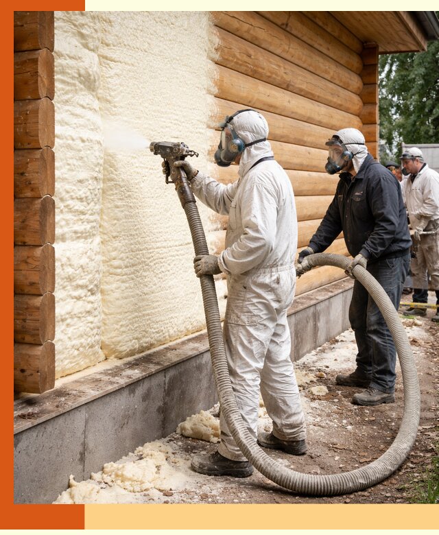 Утепление дома из бруса пенополиуретаном в Истре