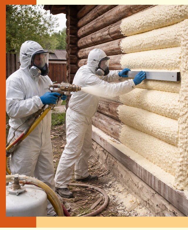 Утепление бревенчатого дома ППУ в Истре эффективной изоляцией