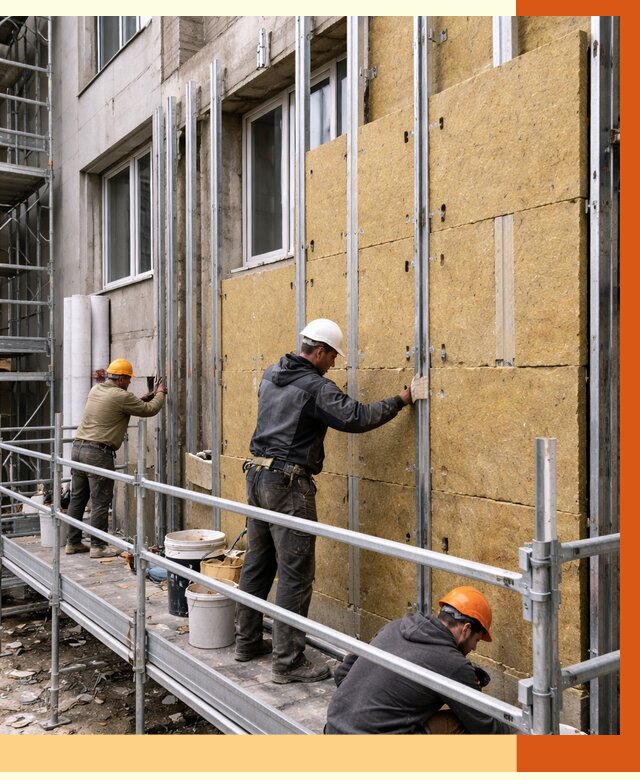 Утепление вентилируемого фасада в Истре от 5690 руб/м2 — монтаж и утепление вентфасад | ТепломастерСта