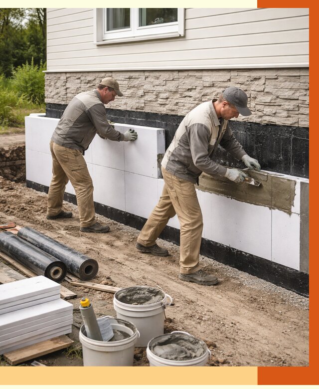 Утепление фундамента снаружи в Истре от 4267 руб. за м² | ТепломастерСта