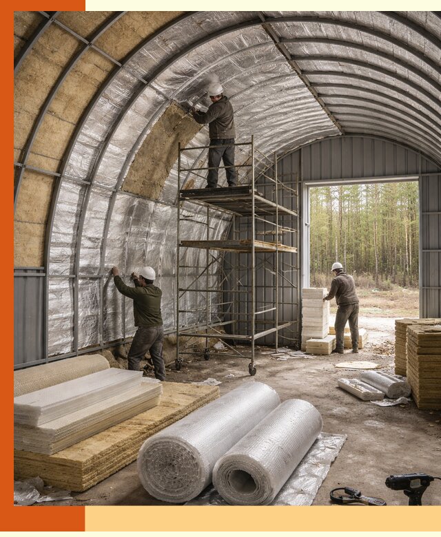 Утепление арочного ангара под ключ в Истре